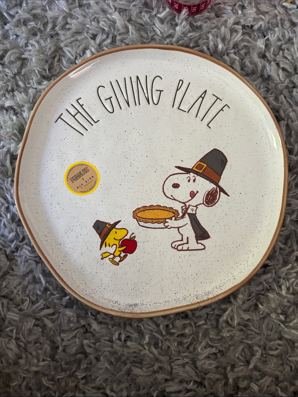 Rae Dunn x Peanuts Giving Plate Ceramic Serving Plate. New!